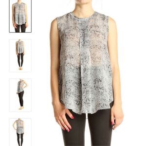Vince Camuto XS grey and white sleeveless snakeskin blouse